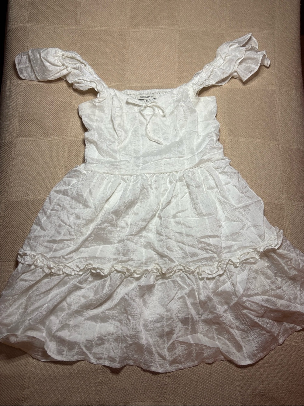 White Ruffled Cotton-Blend jounior Dress - Lightweight Summer Style